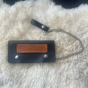 Vintage Harley Davidson Black Leather Chain Biker Wallet